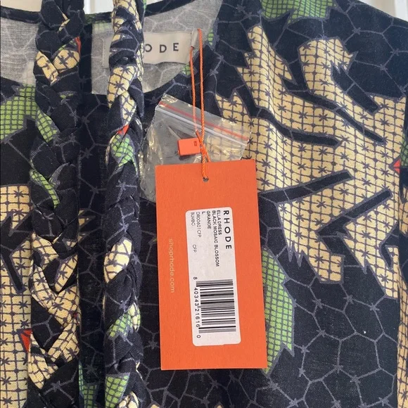 NWT RHODE Ella dress in black mosaic blossom, size L - Picture 2 of 6